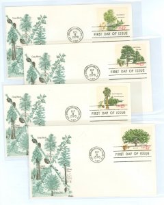 US 1764-1767 1978 15c American Trees (set of four) on four unaddressed first day covers with matching Bazaar cachets.