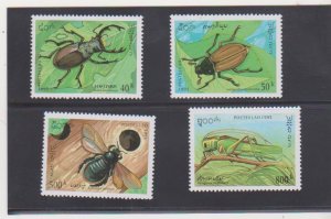 Laos Scott #1243-1246 Insects Plants Fauna Nature Animal Beetles Grasshopper MNH