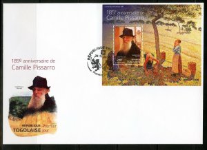 TOGO 2015 185th BIRTH ANNIVERSARY OF CAMILLE PISSARRO SOUVENIR SHEET FDC