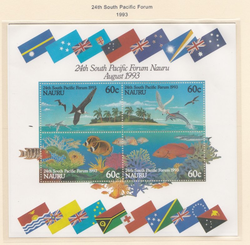 Nauru # 405a & 405b, 24th South Pacific Forum, Marine Life, NH, 1/2 Cat.