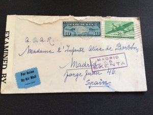 United States 1942 to Madrid Spain censor postal cover 62906