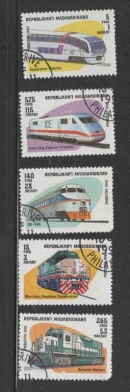 MALAGASY #1200-1206 1993 MODERN LOCOMOTIVES MINT VF NH CTO O.G