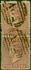 Antigua 1863 1d Rosy Mauve SG5 V.F.U Vertical Pair 'St Johns' Duplex