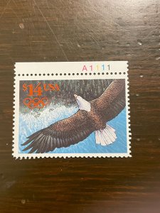 US SC 2542 $14.00 Eagle in Flight, Plate # Single (1), P# A1111, MNH- Superb