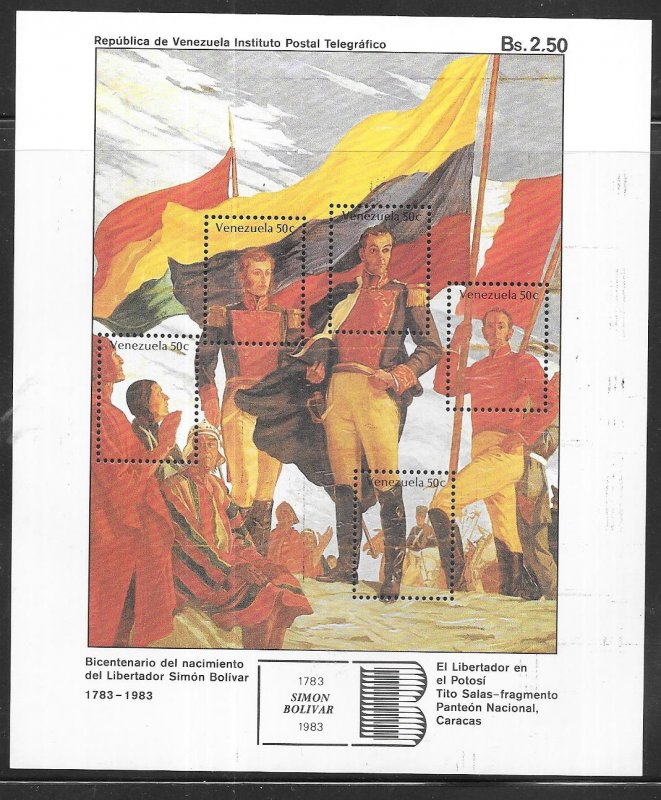 Venezuela  #1296  50c Simon Bolivar S/S  (MNH) CV $5.00