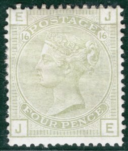 GB QV Stamp SG.153 4d Sage-Green Plate 16 (JE) (1877) Mint MM Cat £1,600 BRRED3