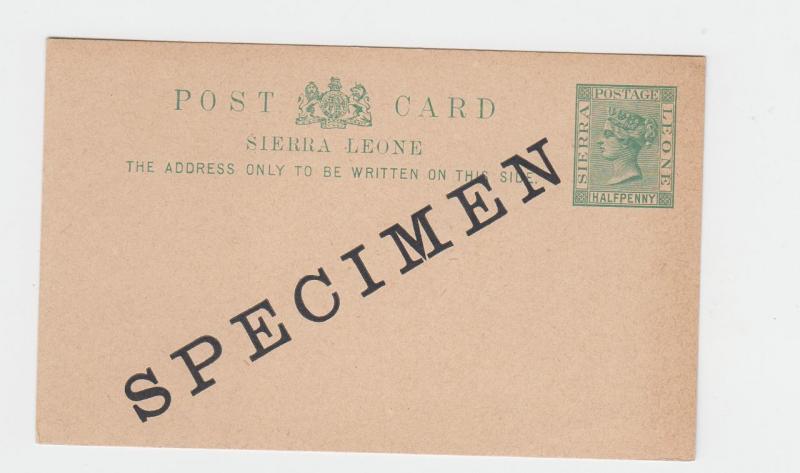 SIERRA LEONE QV  ½d SPECIMEN  CARD VF UNUSED H&G#5 (SEE BELOW)