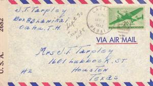 United States Hawaii Lanikai 1942 numeral duplex  1932-1957  20c Transport Tr...