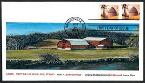 5553-36c FDC-Round Barn in Fall Coil Stamp-Wally Jr Cachet-21-C-105-FDOI