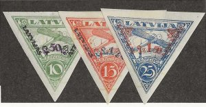 Latvia Sc #CB3a-5a imperf set of 3 OG VF