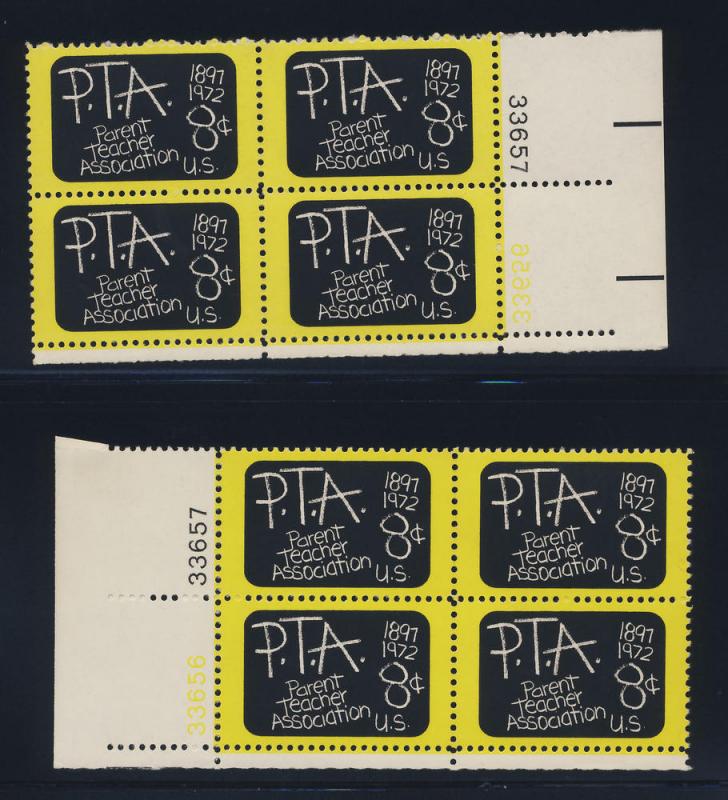 1463 MNH plate blocks PTA normal & reverse plate number