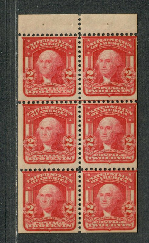 US Sc#319G M/NH/F, Booklet Pane, Cv. $240