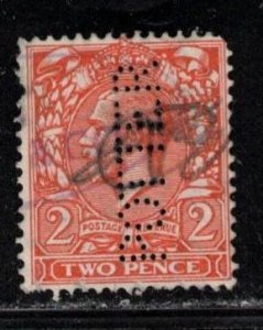 GREAT BRITAIN Scott # 190 Used - KGV With POTTER Perfin