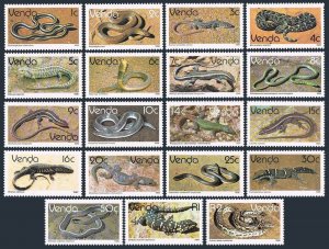 SA-Venda 128-140, 142, 144-148, MNH. Mi 120-136, 137, 154. Reptiles 1986-1987.