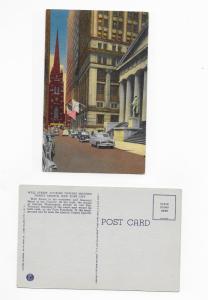 POSTCARD,WALL STREET, TRINITY CHURCH NEW YORK CITY #POST7