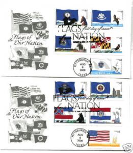 4293-02 Flags of our Nation: 3 Artcraft 2 pictorial FDCs