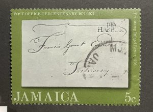 Jamaica 1971 Scott 335 used - 5c,   300th Anniversary of the Jamaica Post Office