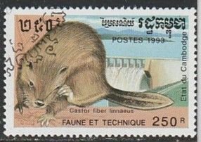 1993 Cambodia - Sc 1261 - used VF -   single - Fauna & Machine