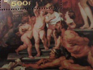 ​CENTRAL AFRICA-NUDE ARTS PAINTING-BY PETER PAUL RUBENS-EST.$12 MNH S/S-VF