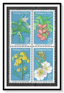 US #1783-1786 Flowers Block MNH