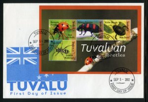 TUVALU 2012  TUVALUAN BEETLES SOUVENIR SHEET ON FIRST DAY COVER