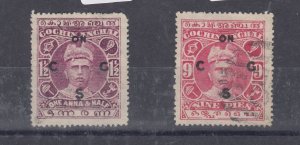 Cochin 1911 1/2 Annas/9p O/P VFU BP6597