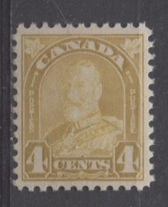 Canada #168 4c Pl Yellow Bis King George V 1930-35 Arch Issue Dp Cream VF-80 NH