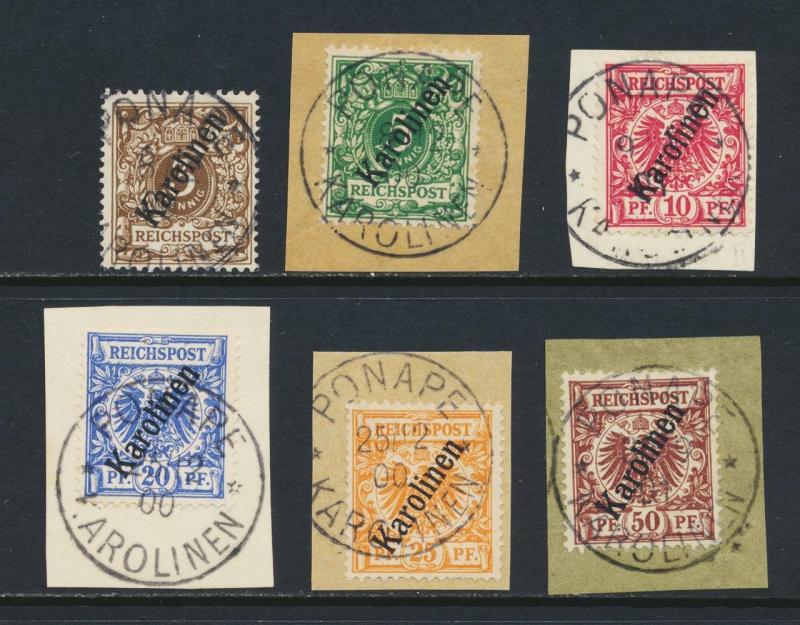 CAROLINE IS GERMAN COLS 1900 SET, VF USED Sc#1-6 (SEE BELOW)