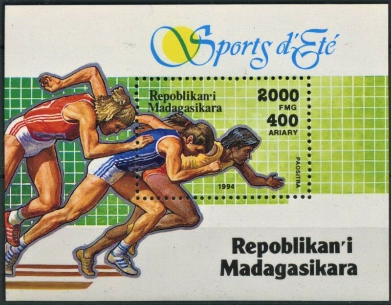 Madagascar 1994 souvenir sheet Scott #1271 MNH summer sports sprinting running