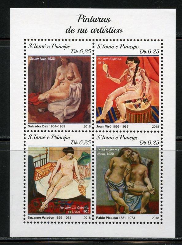 SAO TOME  2018 PAINTINGS OF NUDES  SHEET I  MINT NH