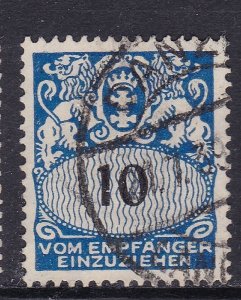 Danzig Scott J63 1939 10 pf Postage Due, WMK Swatikas, VF Used Scott $62.