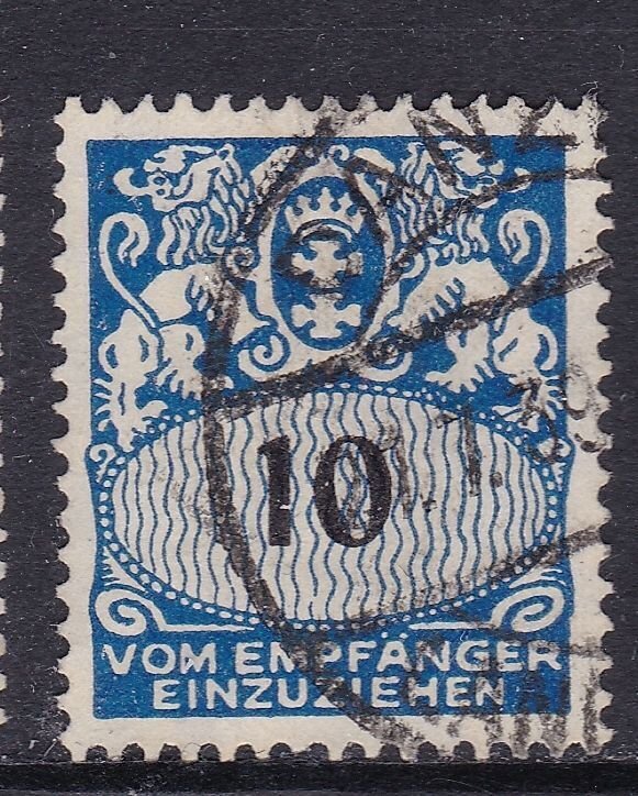Danzig Scott J63 1939 10 pf Postage Due, WMK Swatikas, VF Used Scott $62.