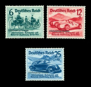 GERMANY 1939  SEMI POSTAL - Nurburgring AUTOMOBILE Race  Sc# B141-B143 mint MNH