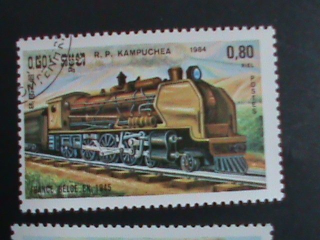 CAMBODIA STAMP 1984 WORLD CLASSIC TRAINS CTO-MNH SET  CTO Mint Not hing