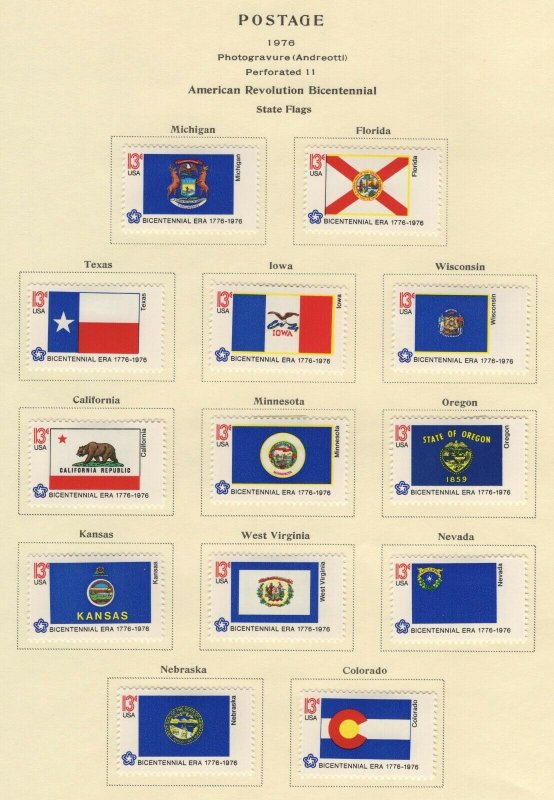 Scott 1633 - 1682 -  Bicentennial State Flags. Set Of 50. MLH. OG.   #02 1633s50