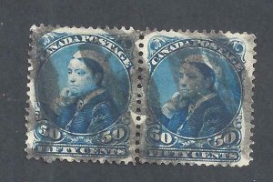 CANADA # 47 USED VF REGISTERED 50ct WIDOW WEEDS PAIR BS20751