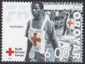 Faroe Islands 2001 MNH Sc #394 6k Relief worker Red Cross 75th anniversary