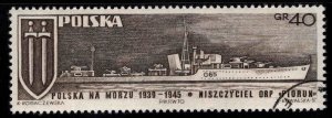 Poland Scott 1760 Used CTO 1970 Polish Navy  WW2 Ship