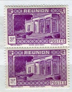 FRENCH COLONIES; REUNION 1933 Pictorial issue MINT MNH 3Fr. Pair