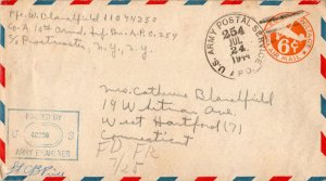 United States A.P.O.'s 6c Monoplane Air Envelope 1944 U.S. Army Postal Servic...