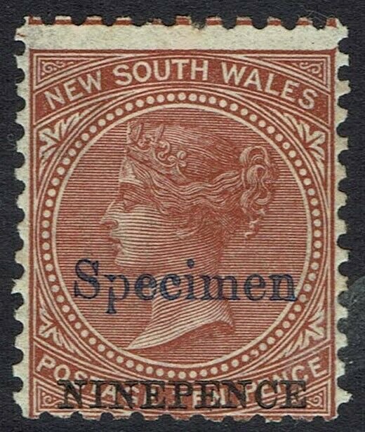 NEW SOUTH WALES 1882 QV NINEPENCE ON 10D SPECIMEN 