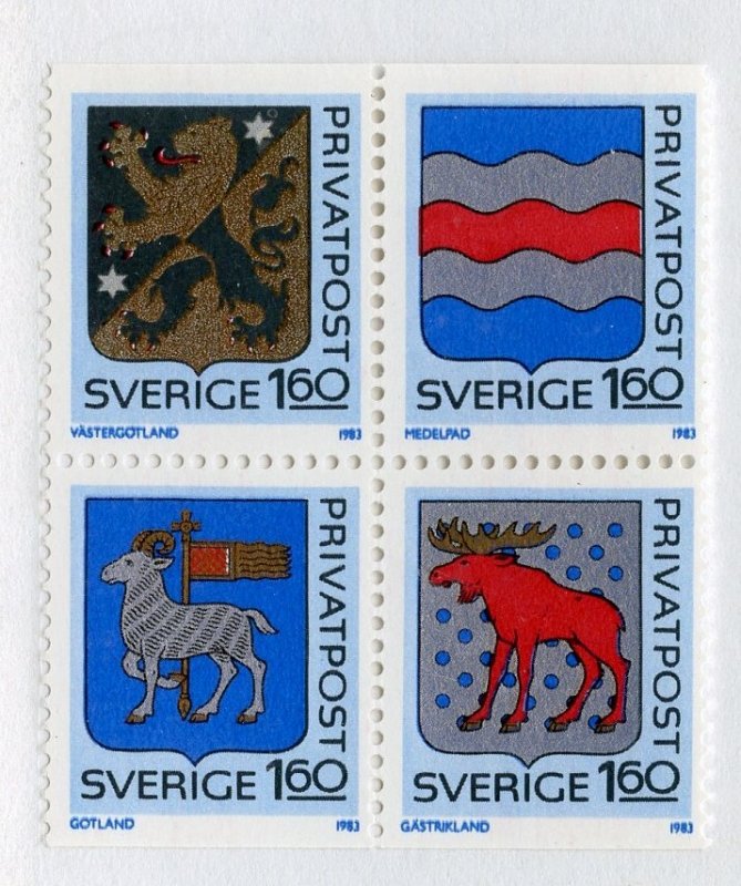 Sweden, Scott #1456-59, Mint, Never Hinged complete set, se-tennant block of 4
