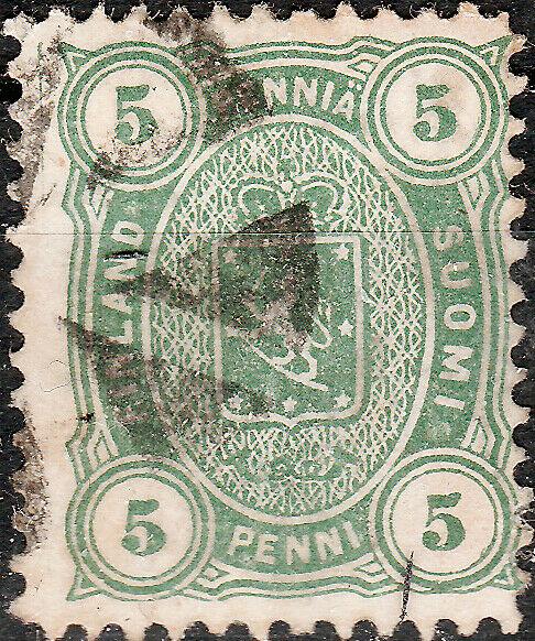 FINLAND ca.1885 Mi20 5p green with FIGURE CANCEL #437 (NYSTAD) Figurenstempel