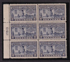 1922 Special Delivery Sc E12 MHR 10c blue plate VF block of 6 CV $525 (P2