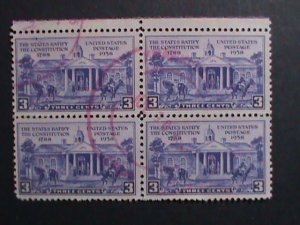 ​UNITED STATES- PROMOTION STAMPS IMPRINT PLATE BLOCK OF 4 -USED  VERY FINE