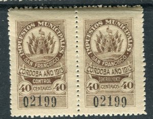 ARGENTINA; Early 1900s classic Local Revenue issue fine Mint PAIR