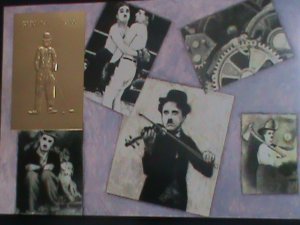 GUYANA-GOLD REPLICA- CHARLEY CHAPLIN-FUNNY ACTOR  IMPERF: MNH S/S- VF-RARE