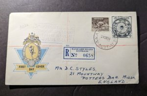 1954 Australia First Day Cover FDC Macquarie Island to Potters Bar Middx England