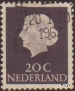 Netherlands 1953 Sc#347, SG#778 20c Gray Queen Juliana USED-Fine-H.