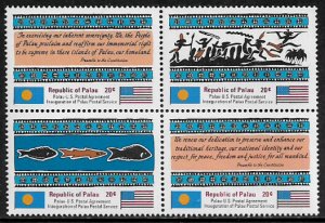 Palau #4a MNH Block - Postal Service Inauguration